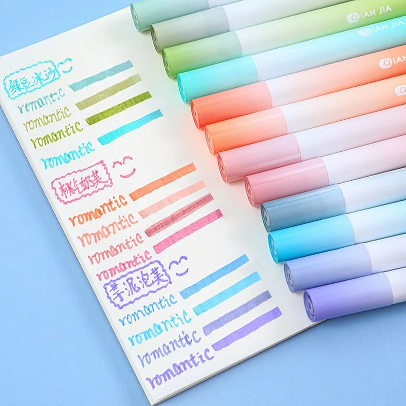 12 kolorów pastelowych zakreślaczy